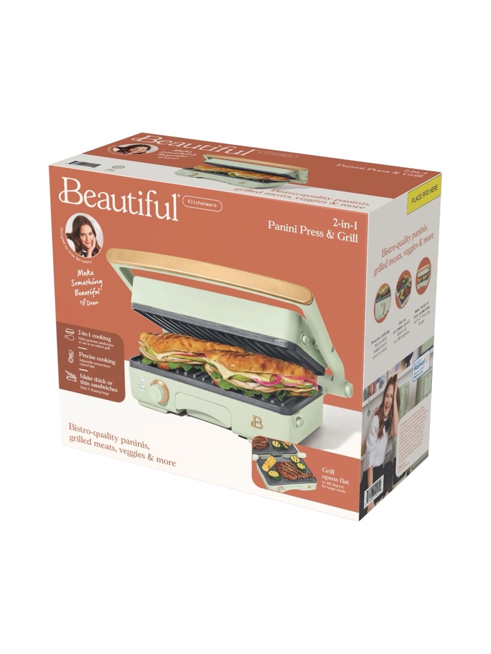 Beautiful 2-in-1 Panini Press & Grill Sage Green | New in Box | 1200W Indoor New